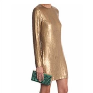 DVF - Gold Sequin Long Sleeve Pauletta Dress - 10
